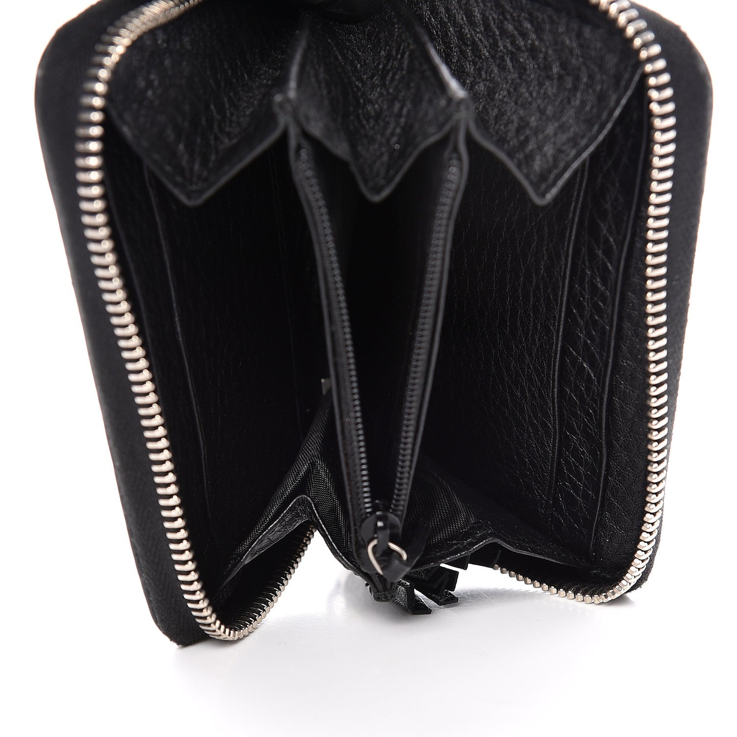 Pebbled Calfskin Studded Soho Compact Disco Zip Around Wallet Black