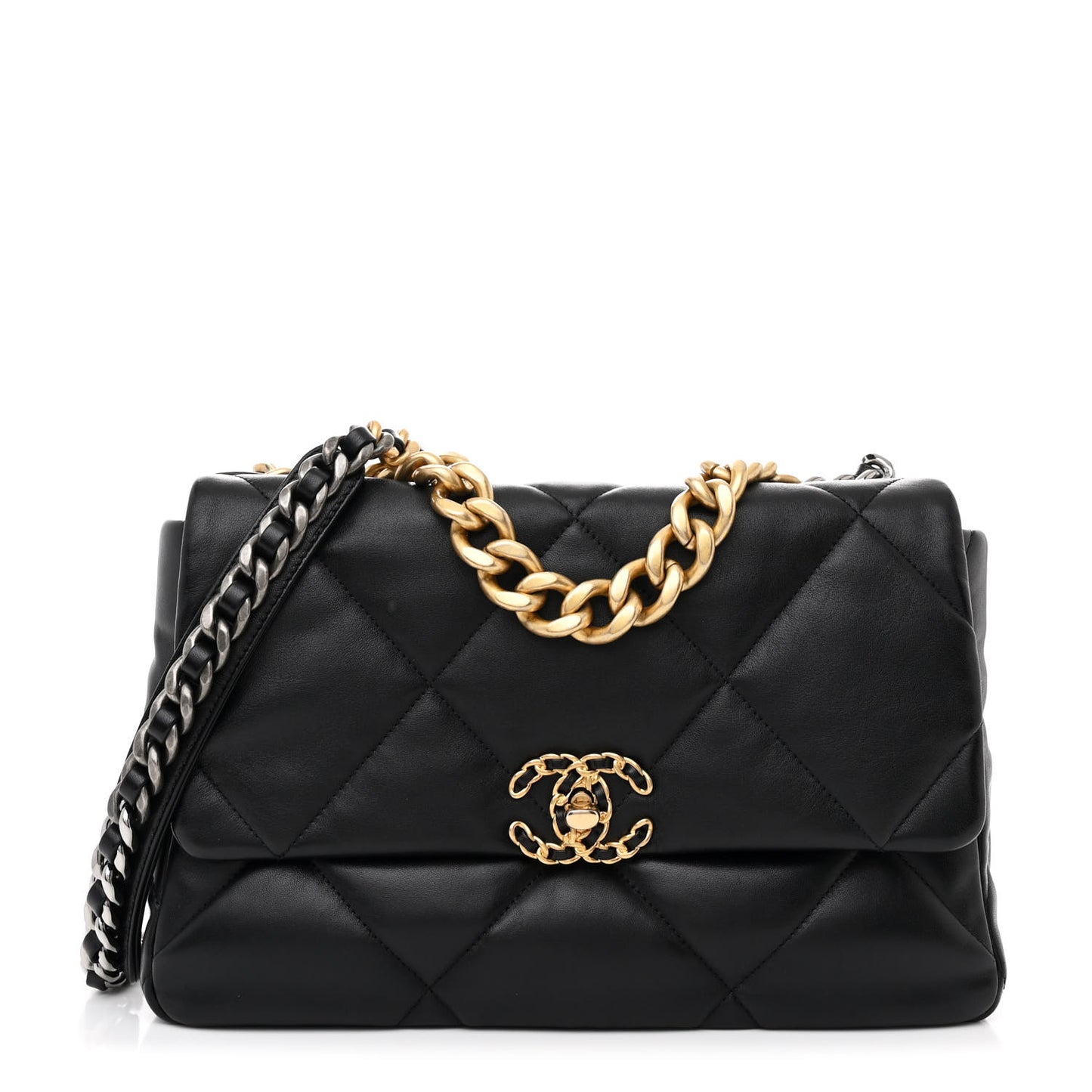 Lambskin Quilted Large Chanel 19 Flap Black