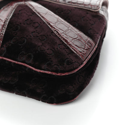 Gucci Velvet Monogram Crocodile Tom Ford Jeweled Dragon Shoulder Bag Purple Pink 9 of 9