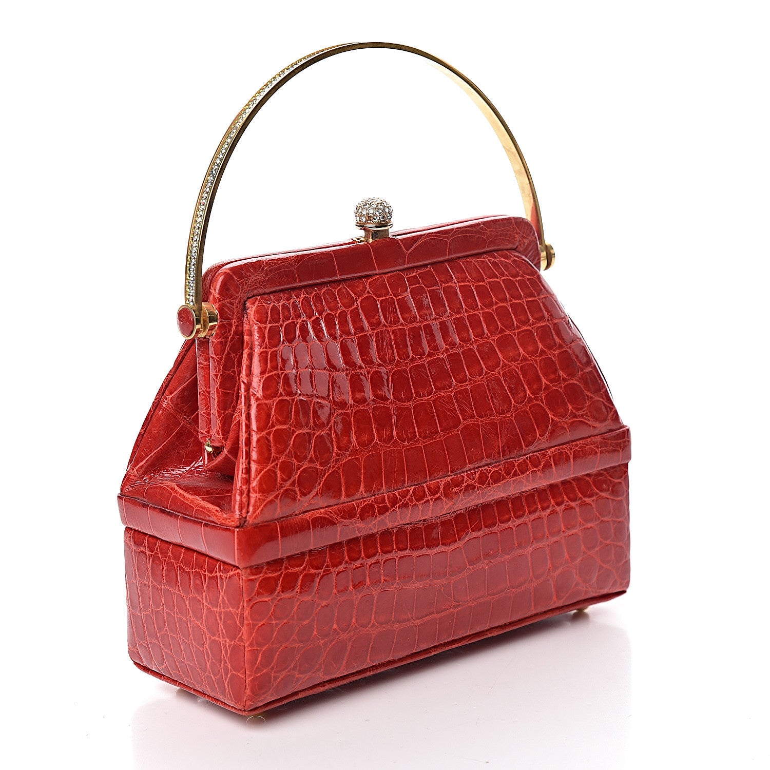 Judith Leiber Crocodile Crystal Evening Bag Red 4 of 14