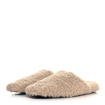 Balenciaga Faux Shearling Cosy BB Mules 39.5 Beige 3 of 9