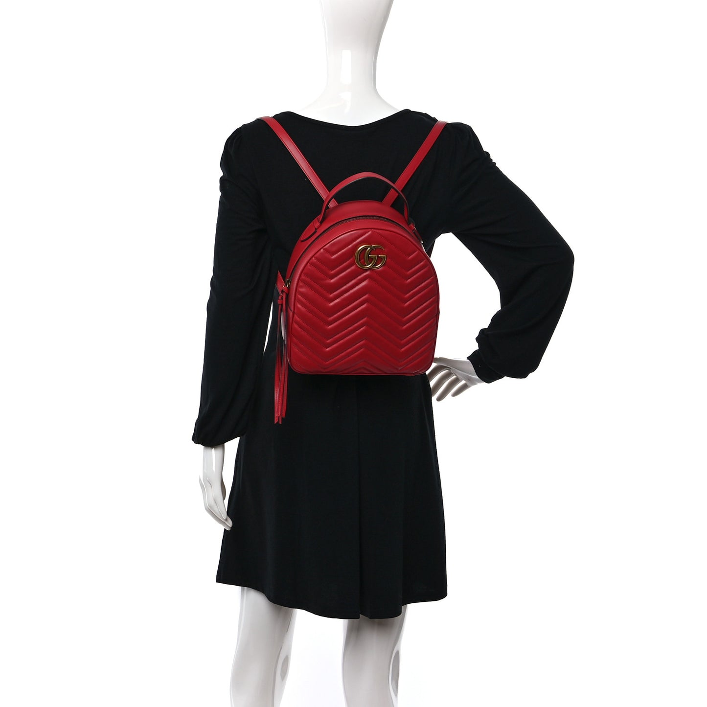 Calfskin Matelasse GG Marmont Dome Backpack Hibiscus Red