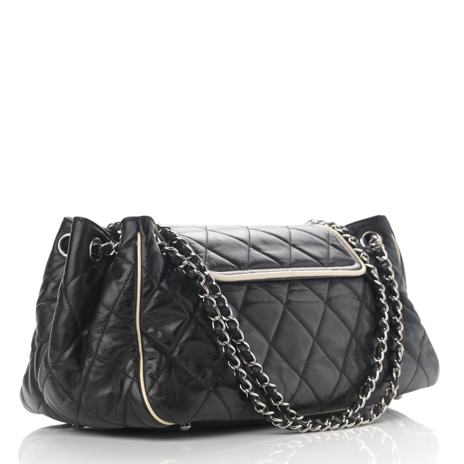 Chanel Lambskin Quilted East West Accordion Flap Black 3 of 12