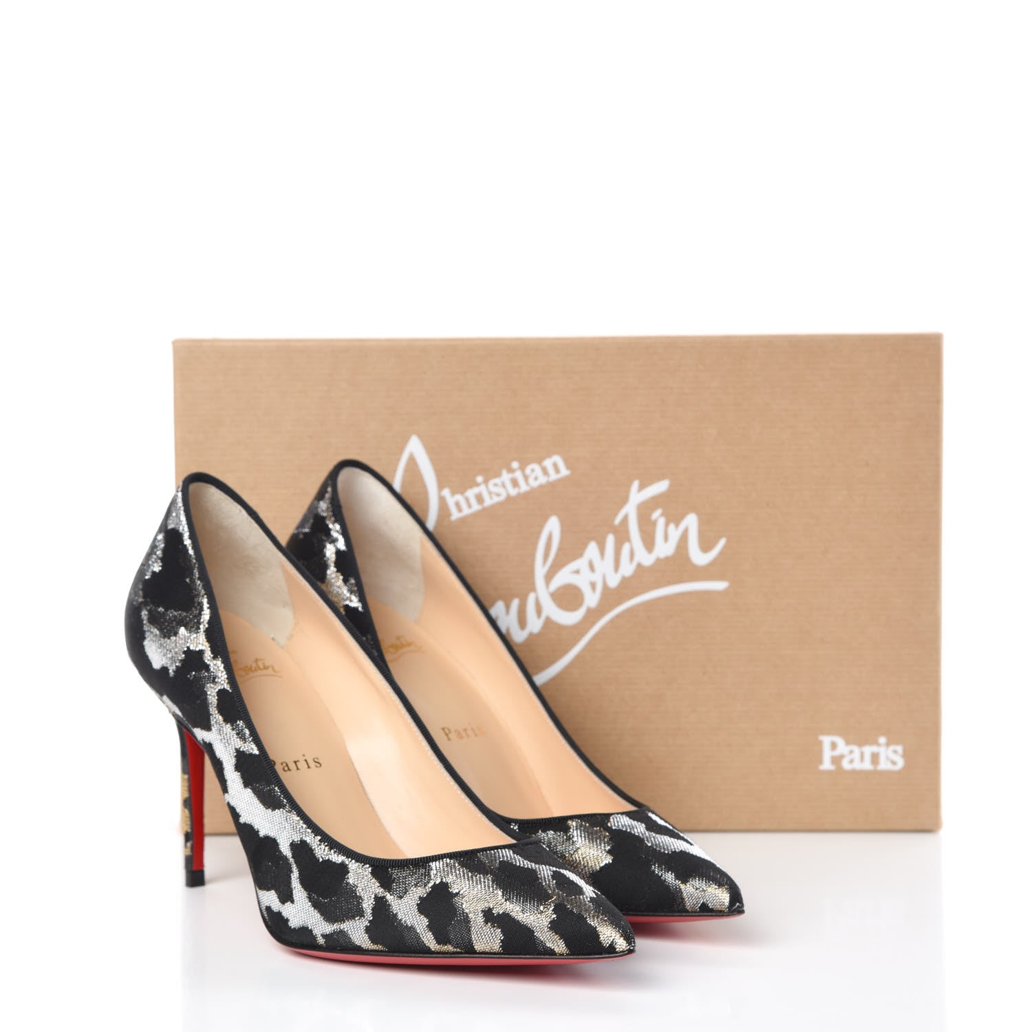 Christian Louboutin Lurex Feline Decollete 554 85 Pumps Black Gold 11 of 11