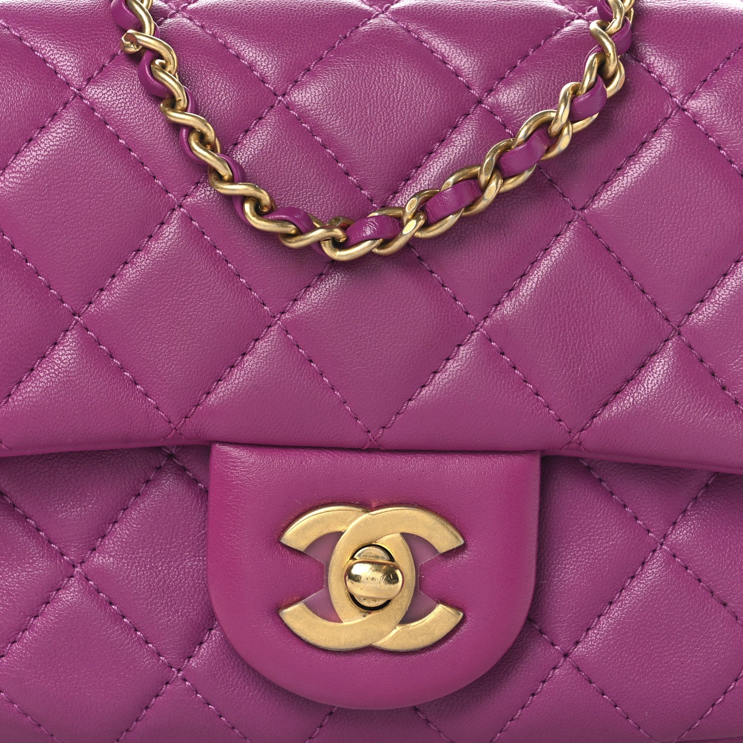 Chanel Lambskin Quilted Mini Pearl Crush Flap Purple 8 of 11