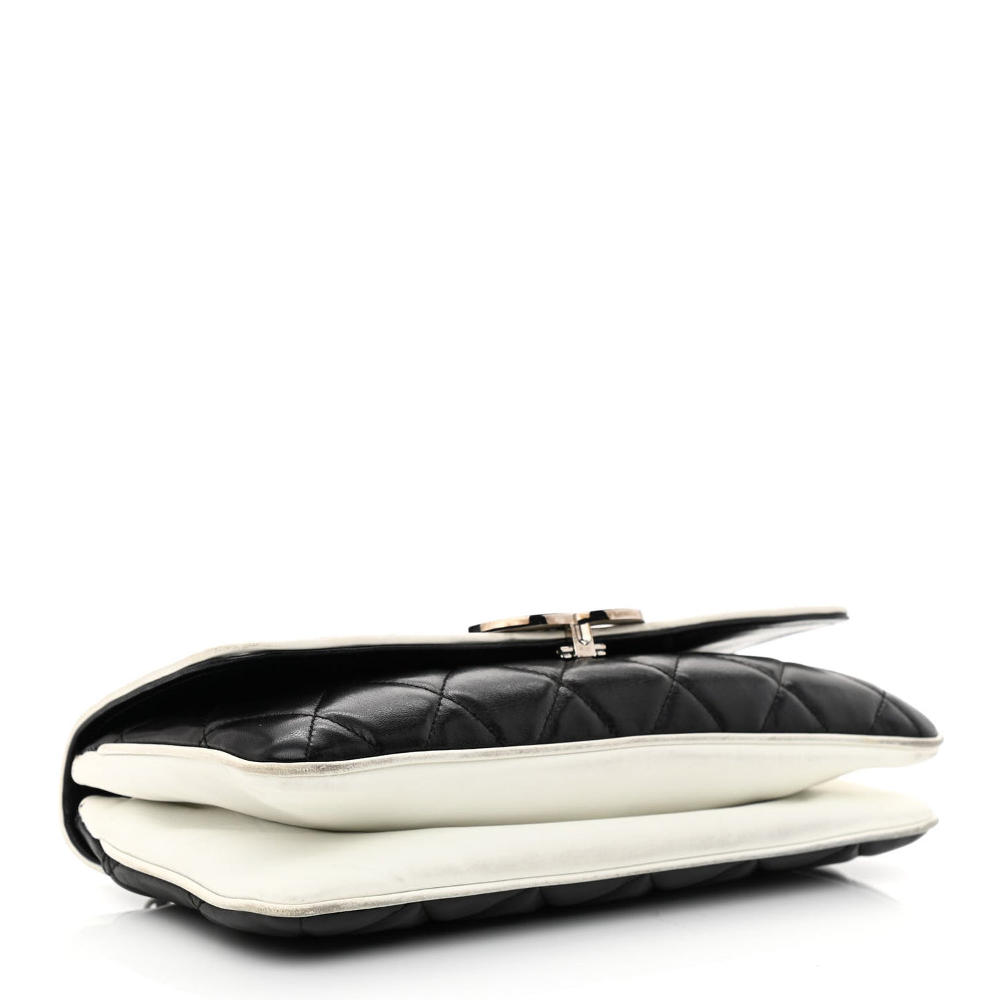 Lambskin Quilted Flap Black White