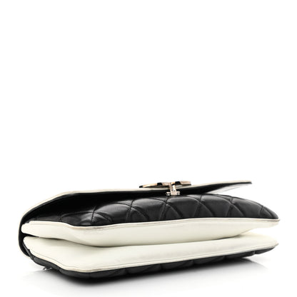 Chanel Lambskin Quilted Flap Black White 4 of 12