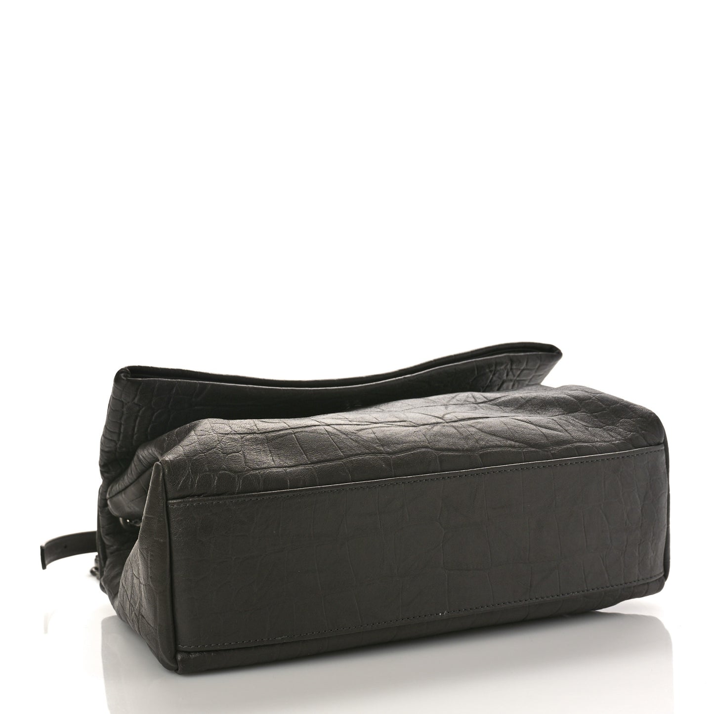 Calfskin Crocodile Embossed Medium West Hollywood Monogram Fold-Over Grey