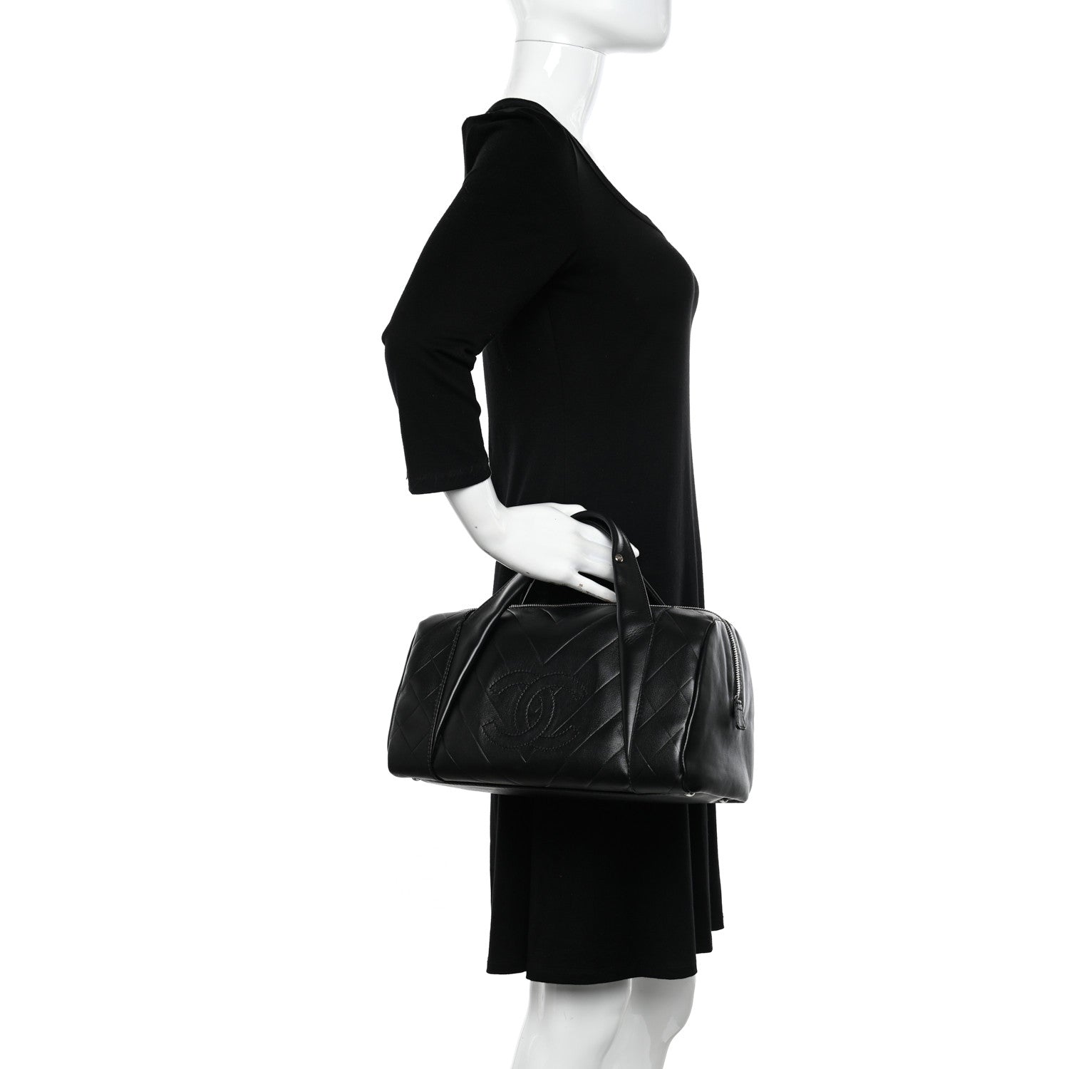 Chanel Lambskin CC Chevron All Day Long Boston Black 2 of 11