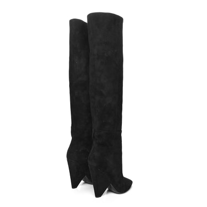 Saint Laurent Suede Niki 105 Thigh High Boots 38 Black 4 of 6