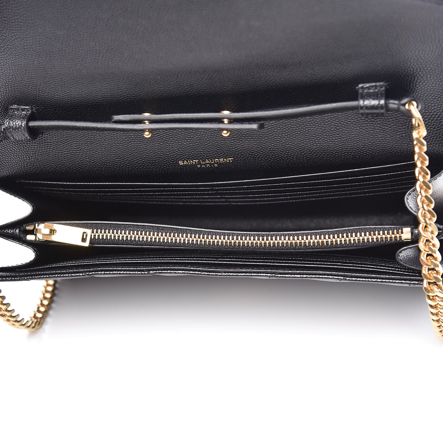 Grain De Poudre Matelasse Chevron Monogram Chain Wallet Black