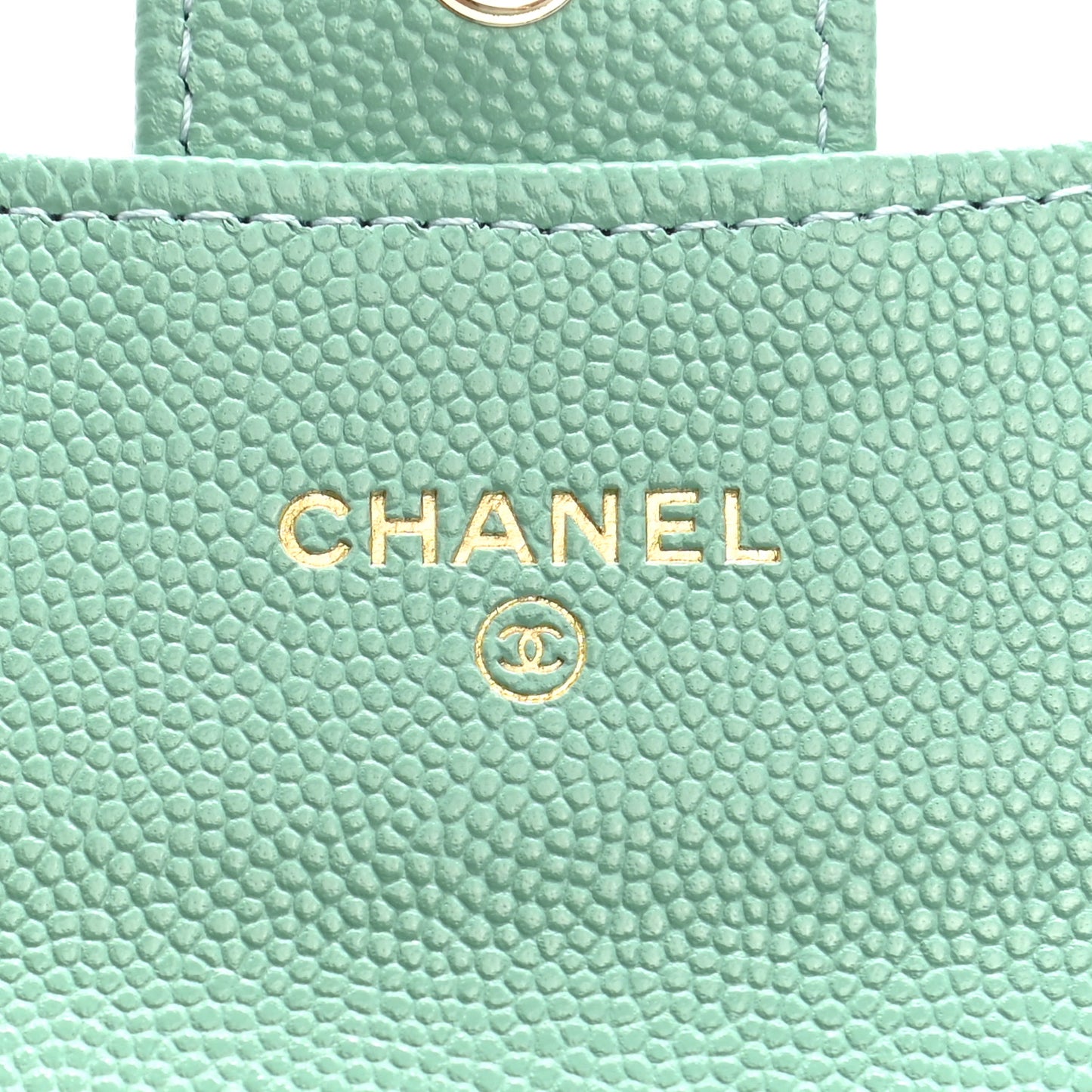 Caviar Quilted Flap Card Holder Wallet Light Green