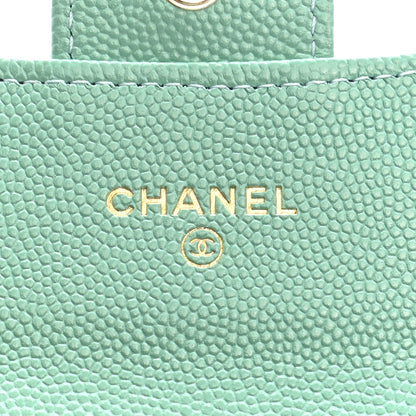 Chanel Caviar Quilted Flap Card Holder Wallet Light Green 6 of 9