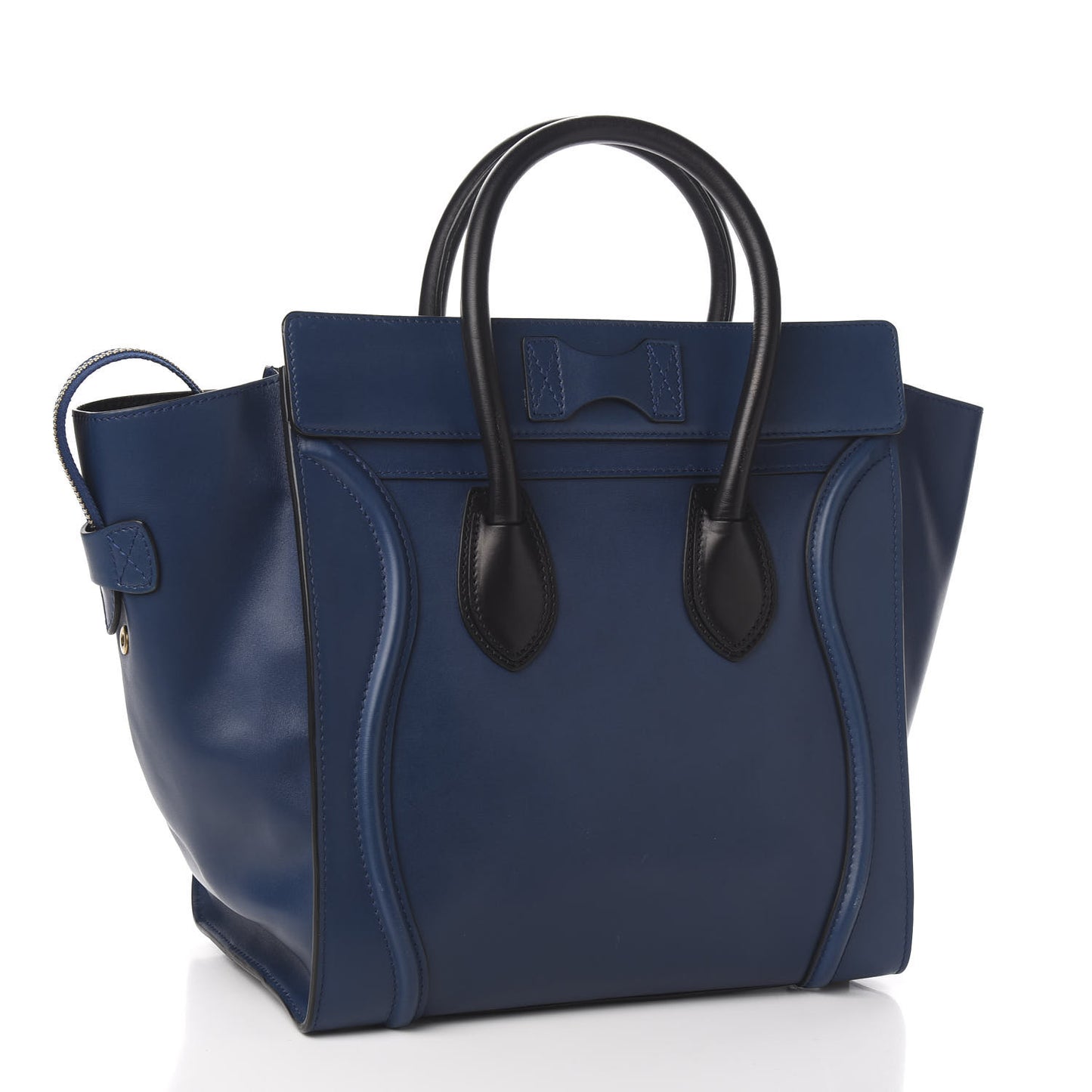 Smooth Calfskin Mini Bi-Color Luggage Ocean Blue