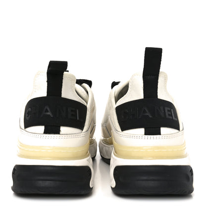 Chanel Velvet Calfskin Mixed Fibers CC Sneakers 37 Ivory Black 6 of 9
