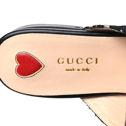 Gucci Lace Malaga Kid Womens Princetown Slippers 36.5 Black Skin Rose 7 of 8
