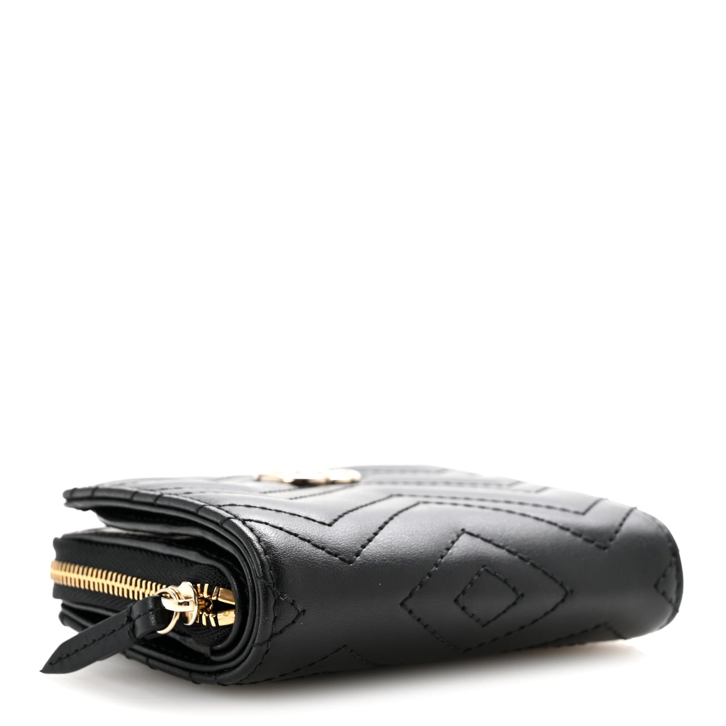 Calfskin Matelasse GG Marmont Compact Wallet Black