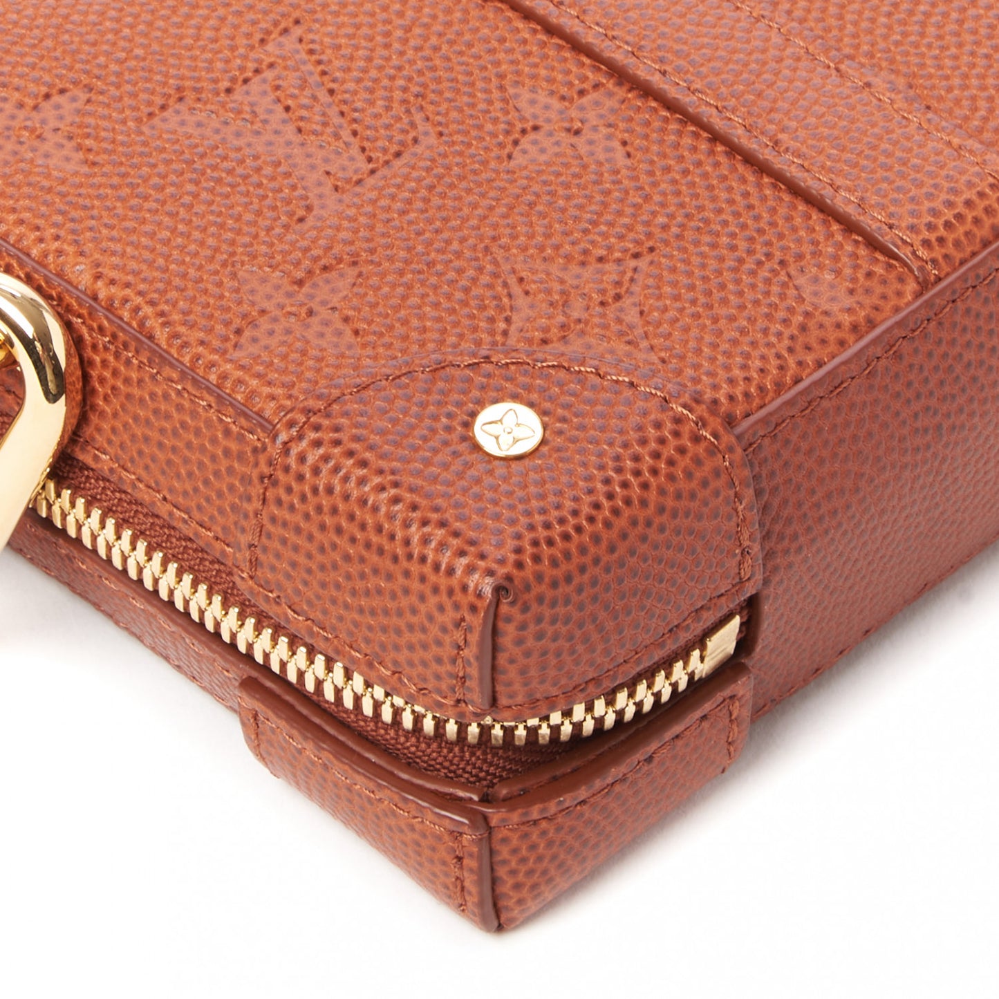 X NBA Monogram Embossed Ball Grain Cowhide Soft Trunk Wallet Brown