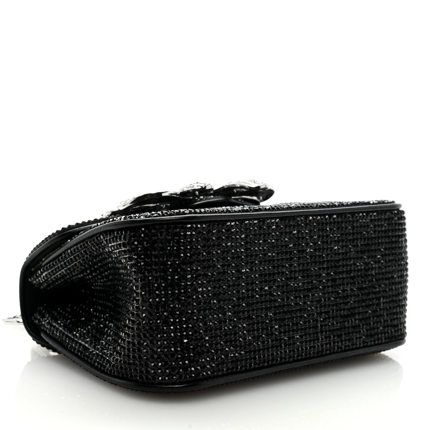 Crystal Bow Top Handle Black Silver