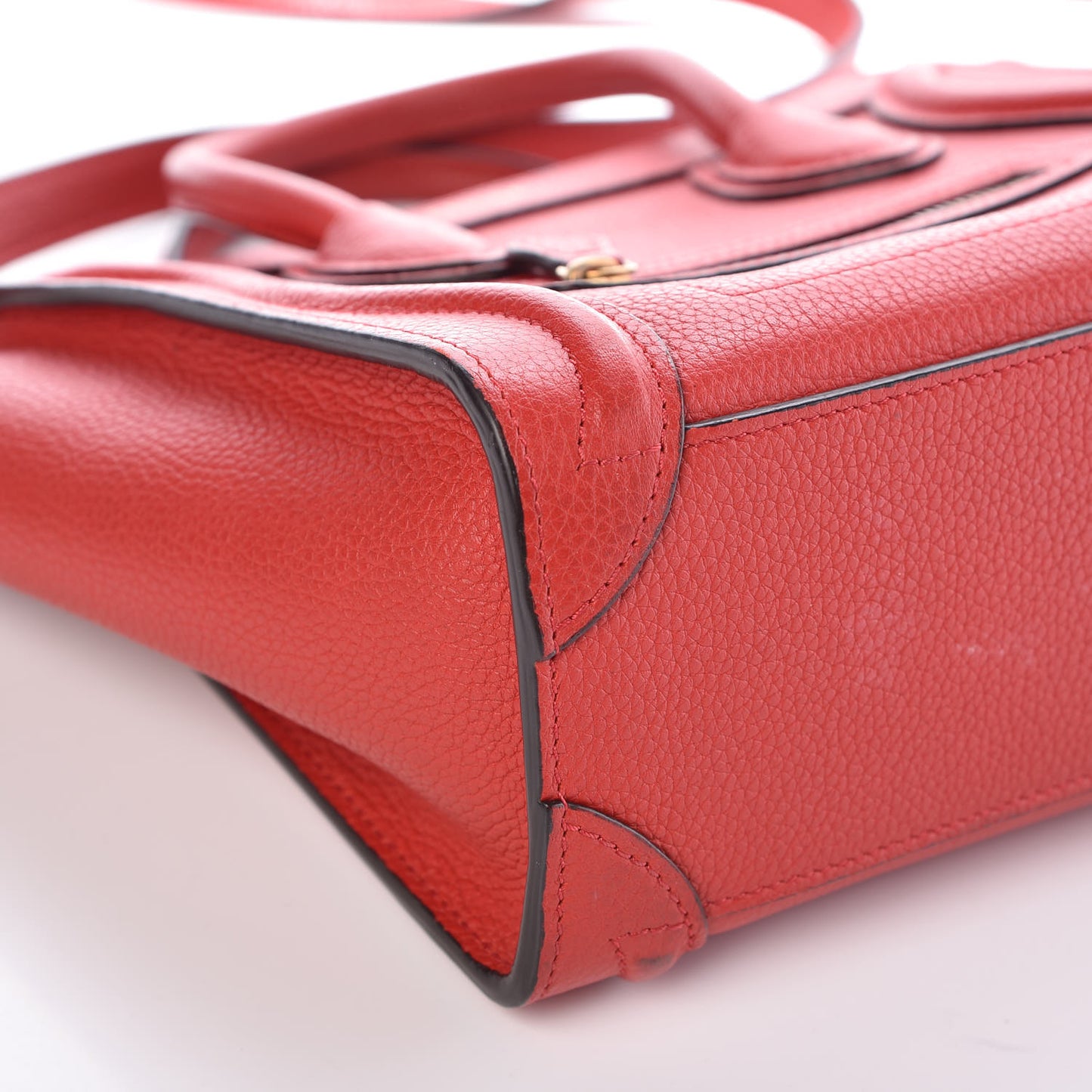Drummed Calfskin Nano Luggage Coquelicot