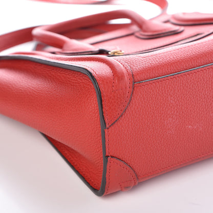 Celine Drummed Calfskin Nano Luggage Coquelicot 10 of 12