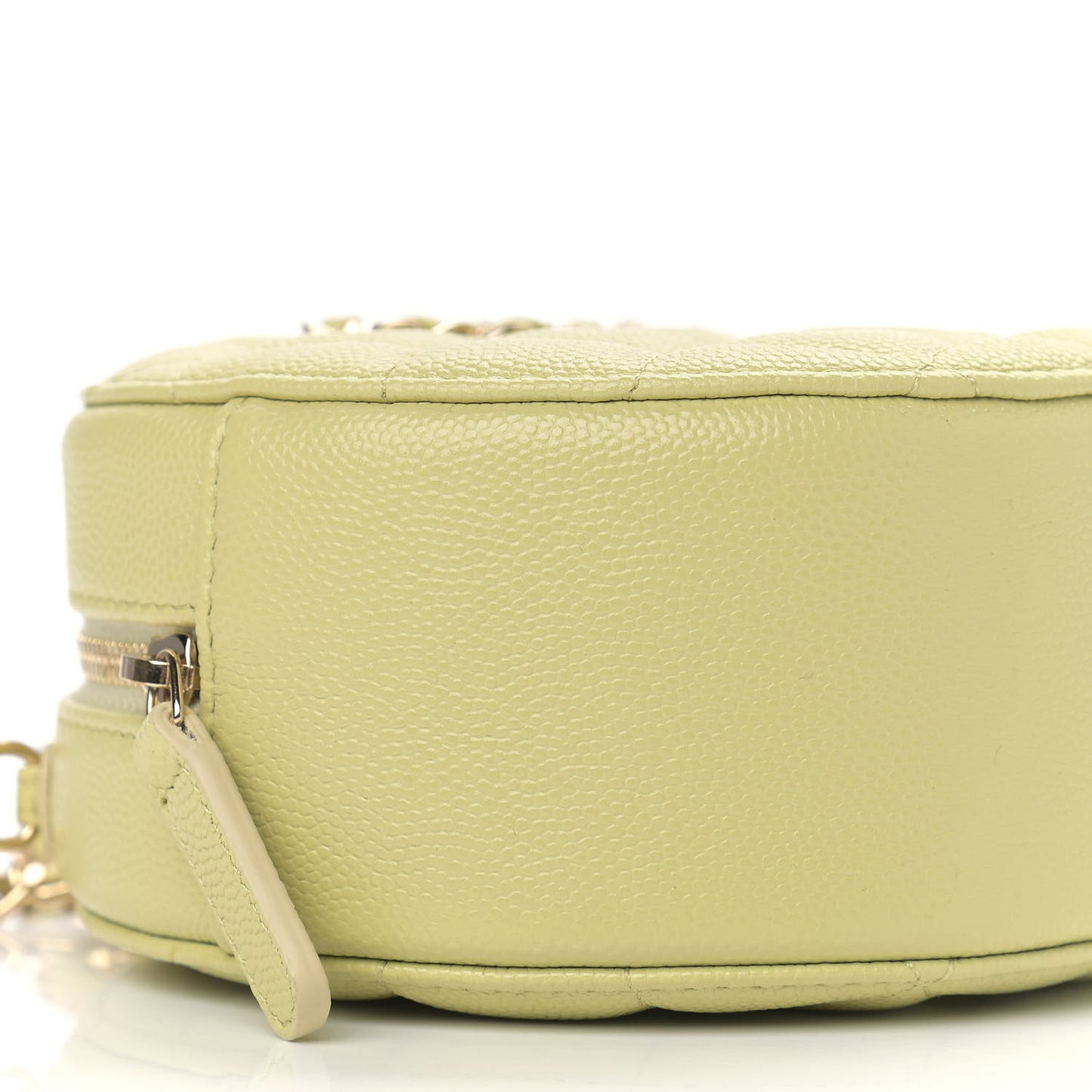 Caviar Quilted French New Wave Round Clutch With Chain Light Green
