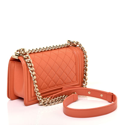 Chanel Lambskin Quilted Small Boy Flap Orange 3 of 10