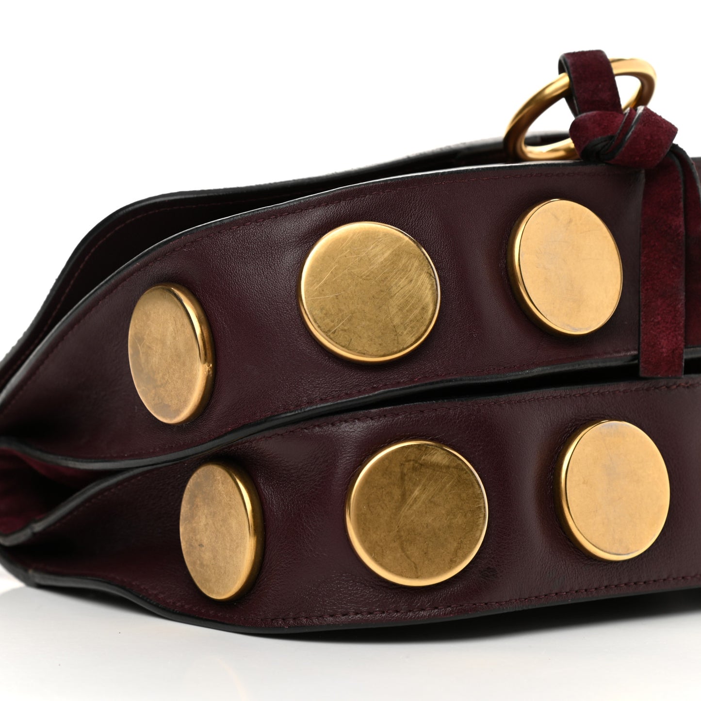 Suede Smooth Calfskin Medium Kurtis Shoulder Bag Plum Purple