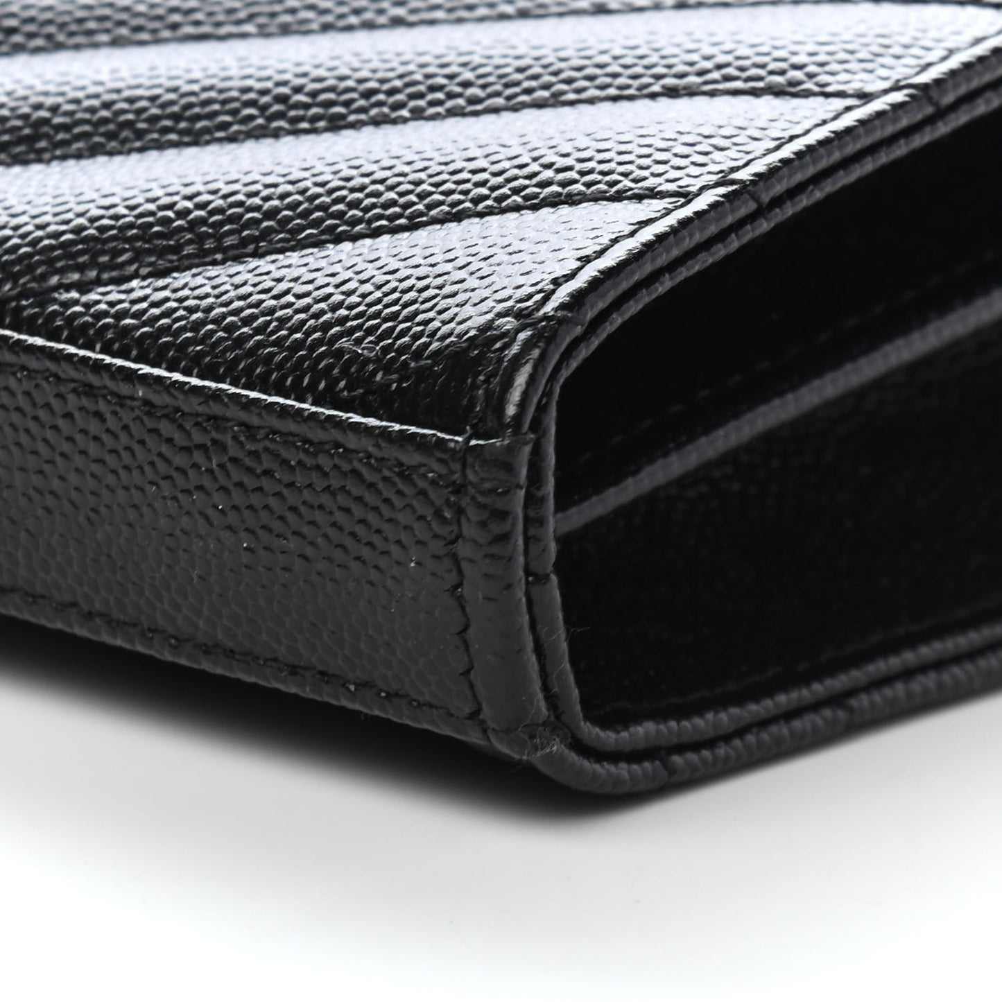 Grain De Poudre Matelasse Chevron Monogram Chain Wallet Black