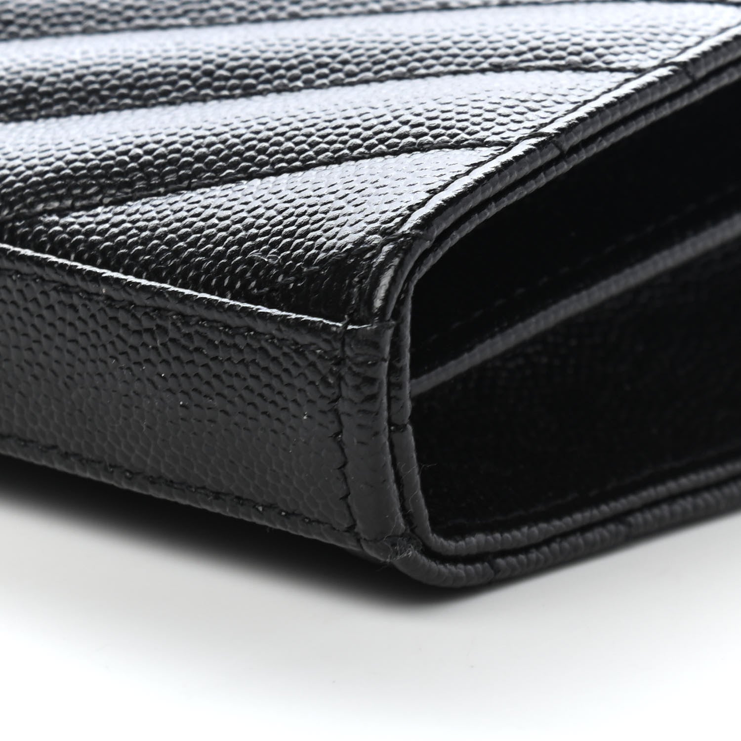 Saint Laurent Grain De Poudre Matelasse Chevron Monogram Chain Wallet Black 8 of 10