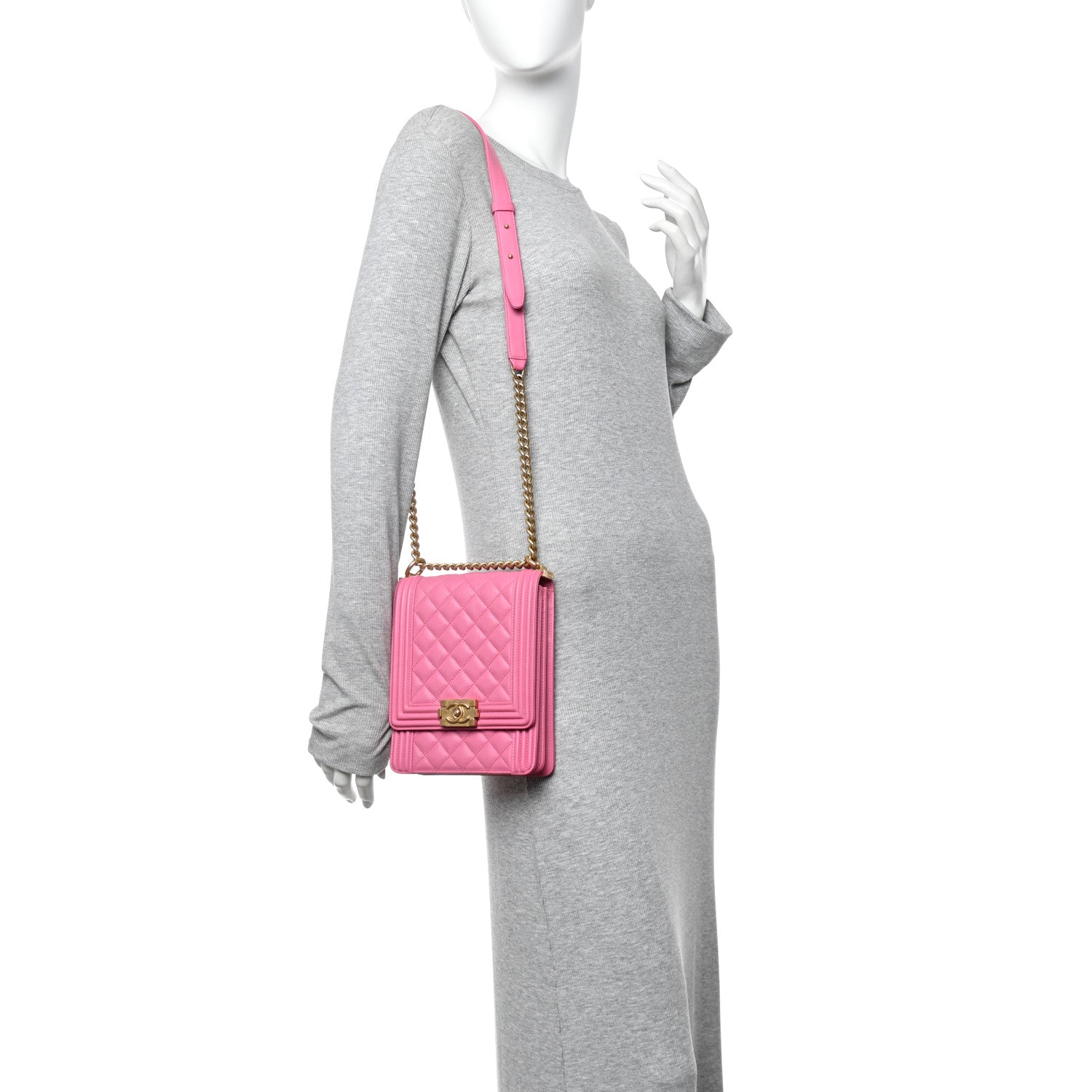 Chanel Calfskin Quilted North South Boy Flap Pink 2 of 15