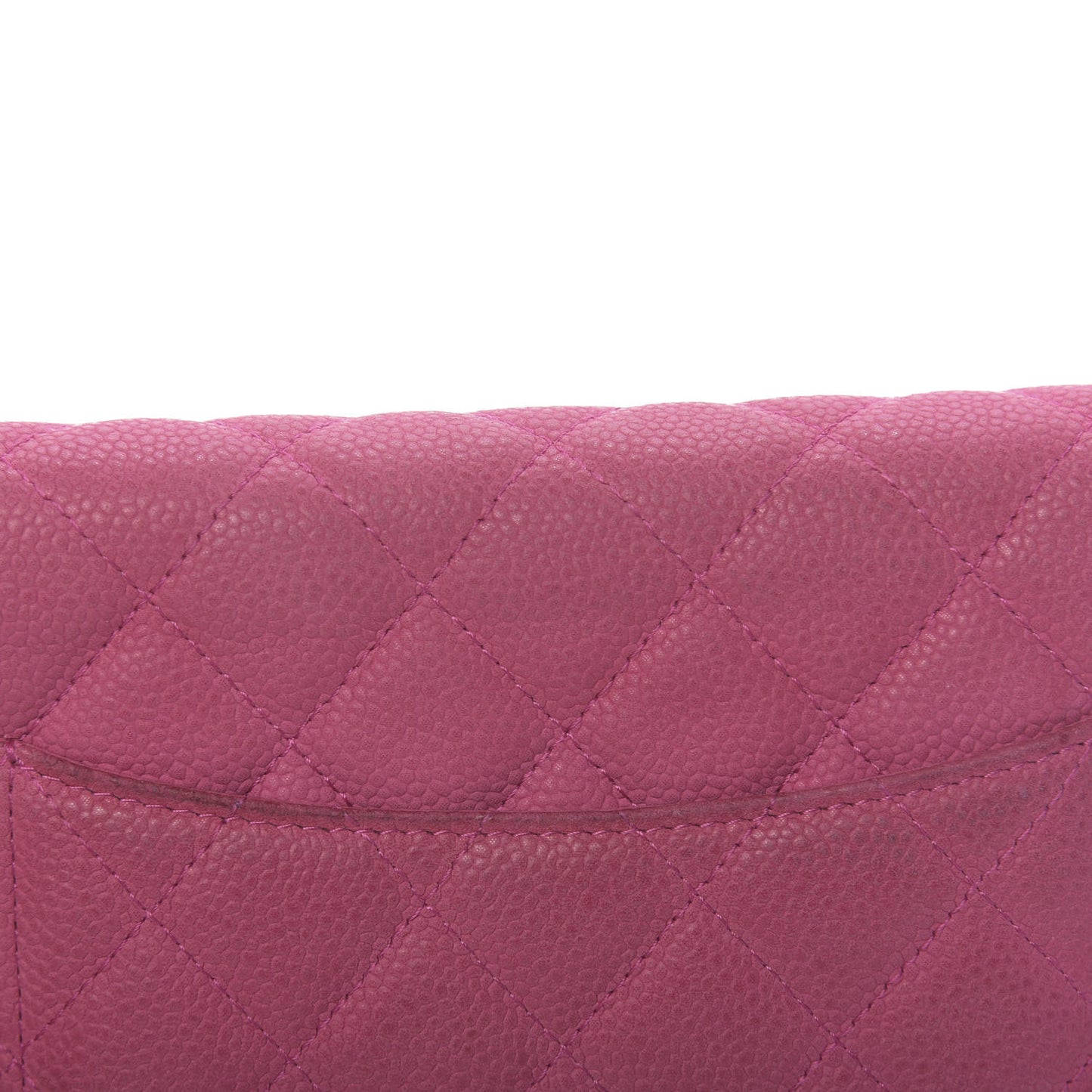 Iridescent Caviar Quilted Wallet on Chain WOC Pink