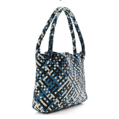 Bottega Veneta Calfskin Intreccio Tricolor Tosca Shoulder Bag Black Agate Grey Deep Pacific 3 of 9