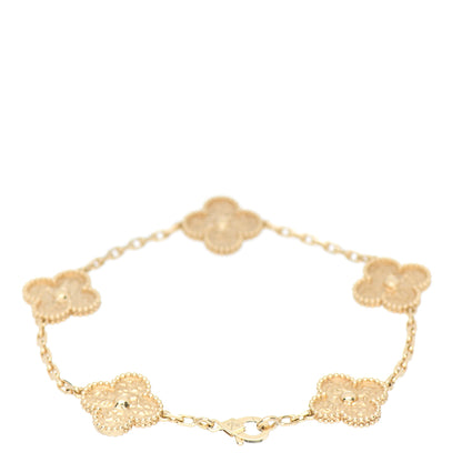 Van Cleef & Arpels 18K Yellow Gold 5 Motifs Vintage Alhambra Bracelet 2 of 4