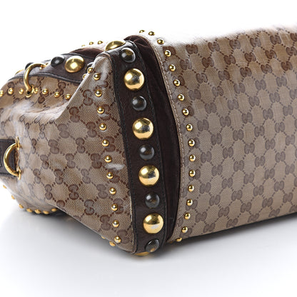 Gucci Crystal Monogram Studded Large Babouska Boston Dark Brown 7 of 8
