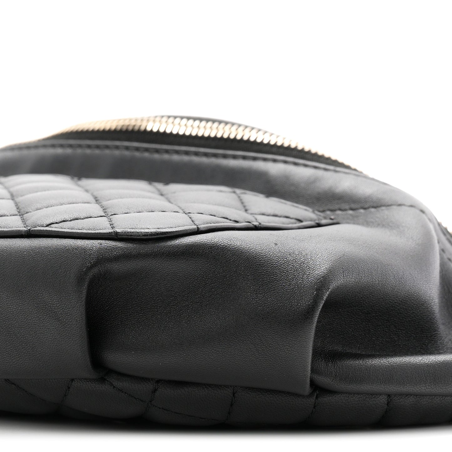 Lambskin Quilted Waist Bag Fanny Pack Black