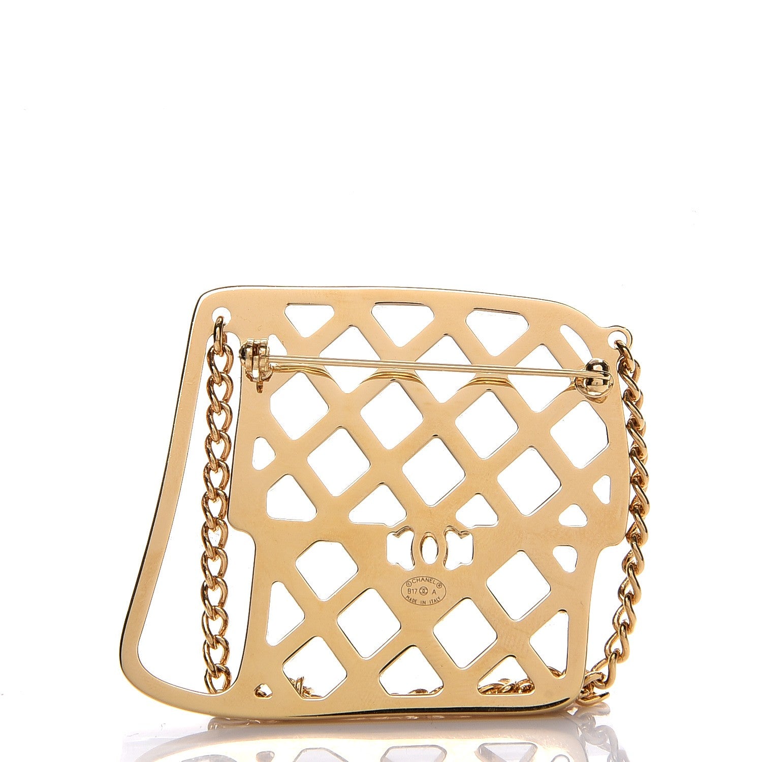 Chanel Crystal Flap Bag Brooch Black Gold 3 of 4
