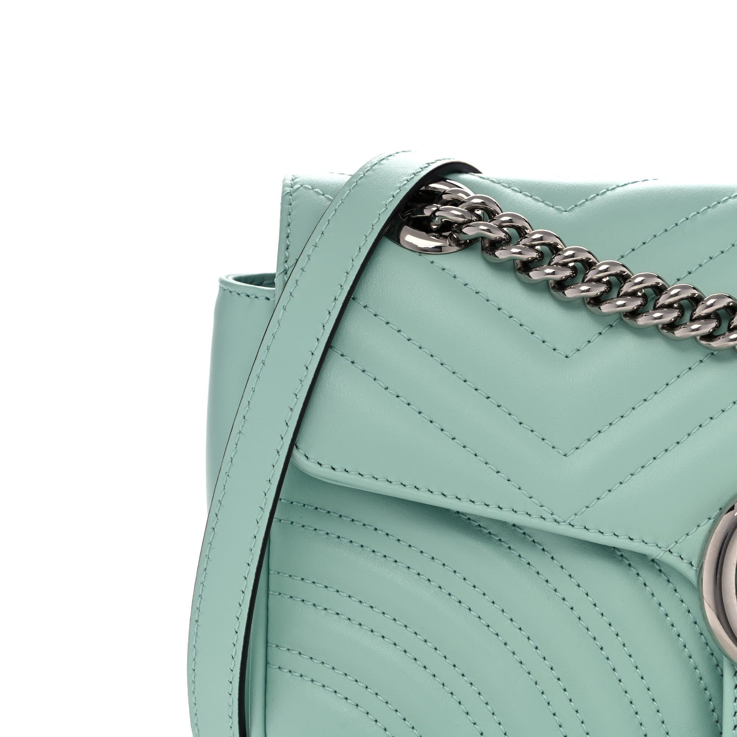 Gucci Calfskin Matelasse Small GG Marmont Shoulder Bag Water Green 10 of 12