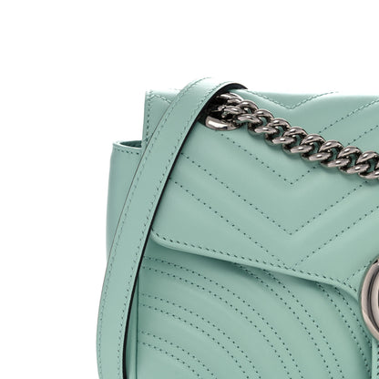 Gucci Calfskin Matelasse Small GG Marmont Shoulder Bag Water Green 10 of 12