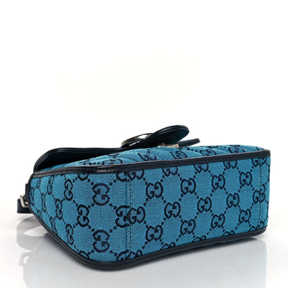 Gucci Monogram Multicolor Matelasse Diagonal Mini GG Marmont Top Handle Shoulder Bag Light Blue 3 of 11