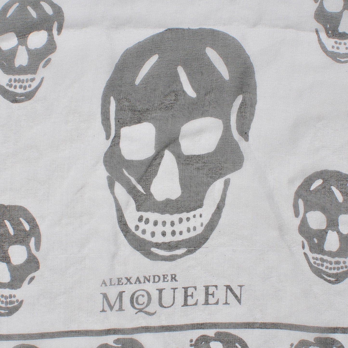 Silk Chiffon Skull Scarf Black Grey