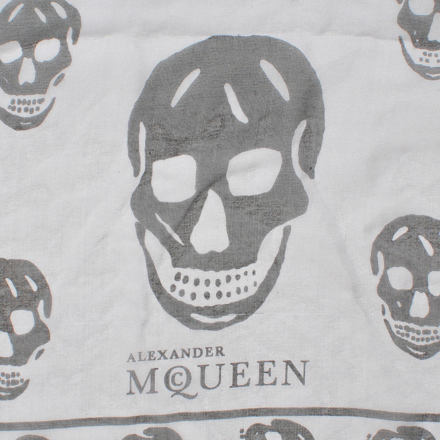 Alexander McQueen Silk Chiffon Skull Scarf Black Grey 3 of 5