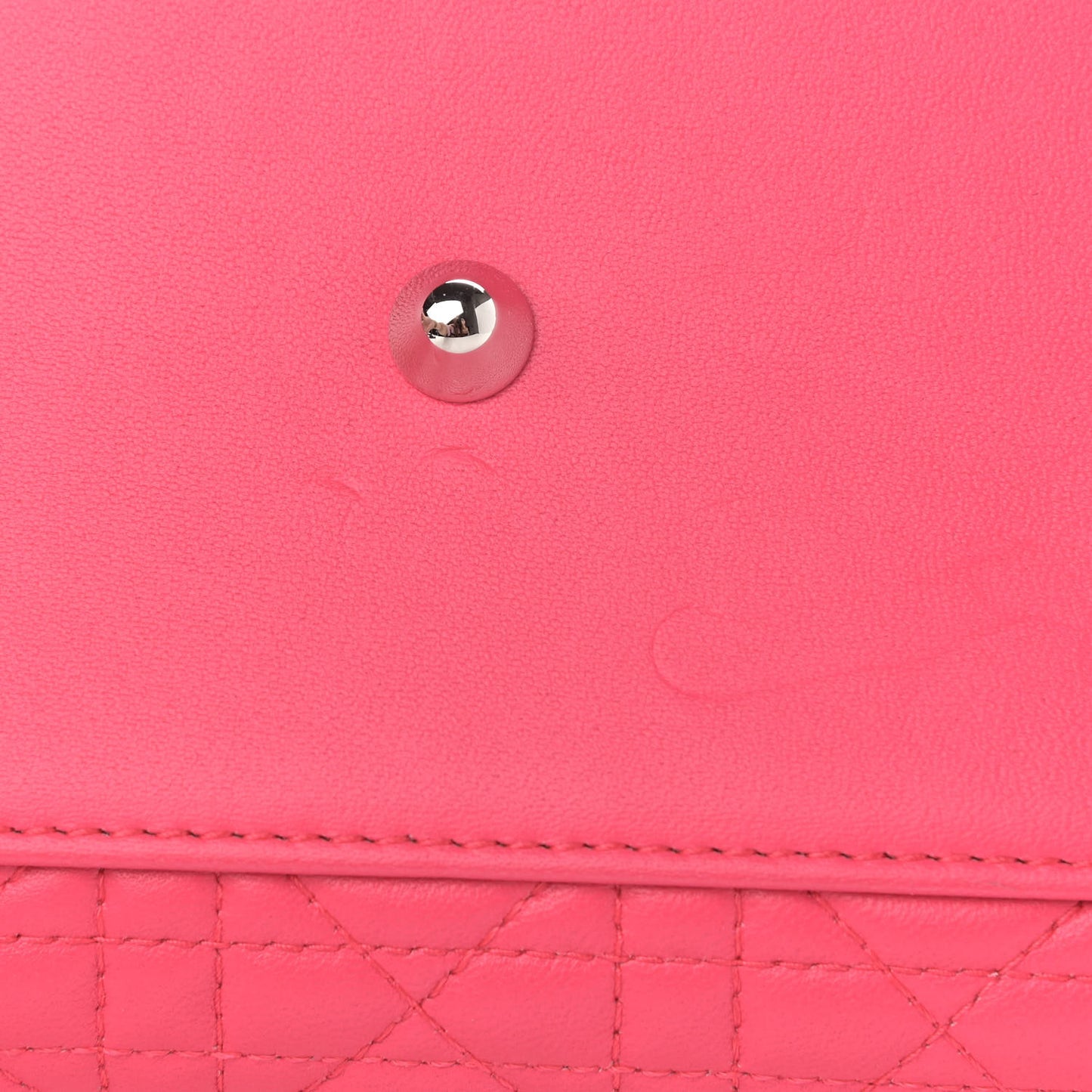 Lambskin Cannage Large Tri-Color Lady Dior Toxic Fuchsia