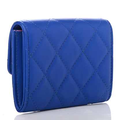 Chanel Lambskin Quilted Flap Card Holder Blue 2 of 4