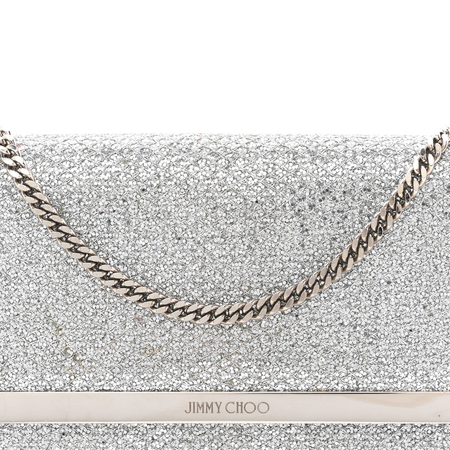 Jimmy Choo Glitter Margot Clutch Silver 7 of 10