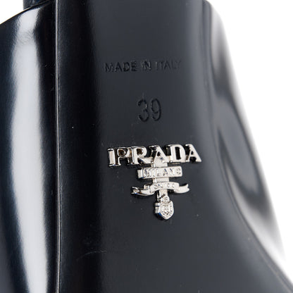 Prada Spazzolato Metal Triangle Logo 75mm Slide Sandals 39 Black 6 of 8