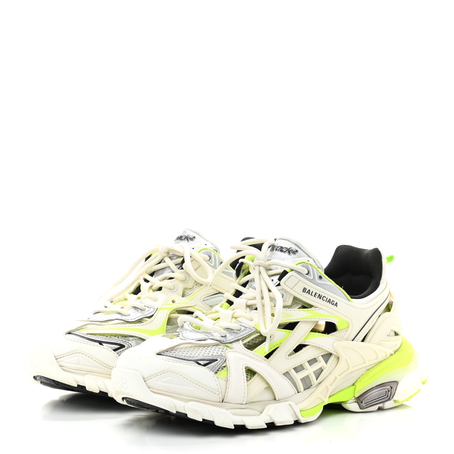 Balenciaga Rubber Mesh Bi-Color Mens Track.2 Open Sneakers 42 White Fluo Yellow 3 of 7