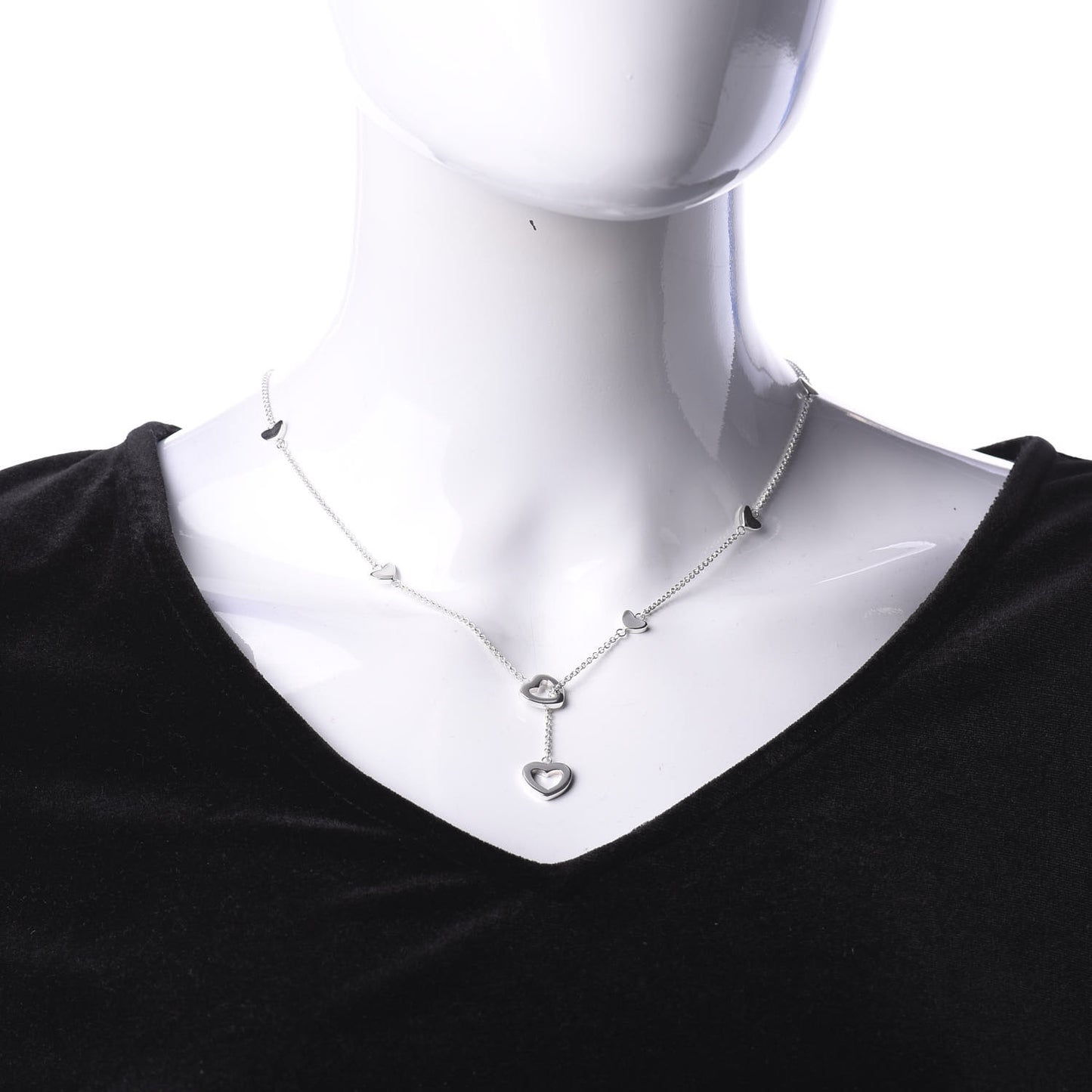 Sterling Silver Heart Lariat Necklace
