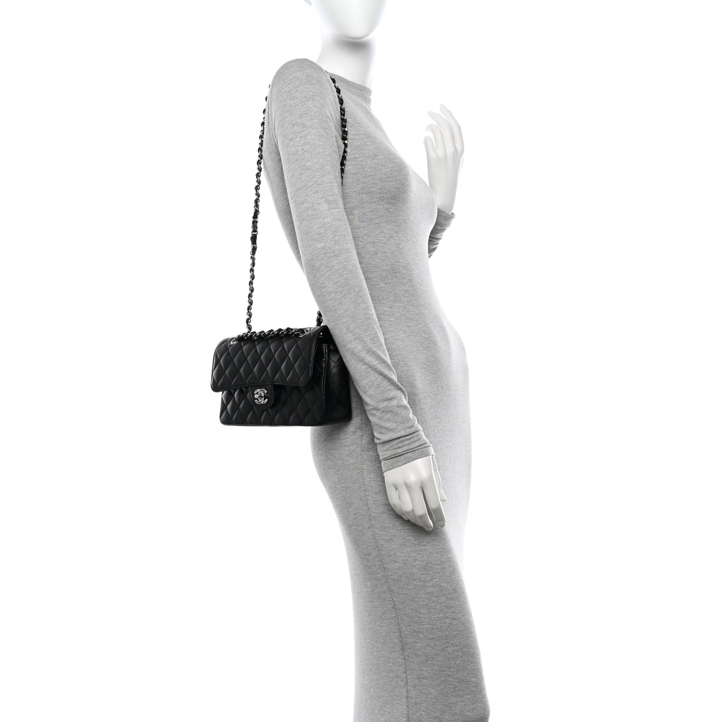 Caviar Quilted Small Double Flap Black