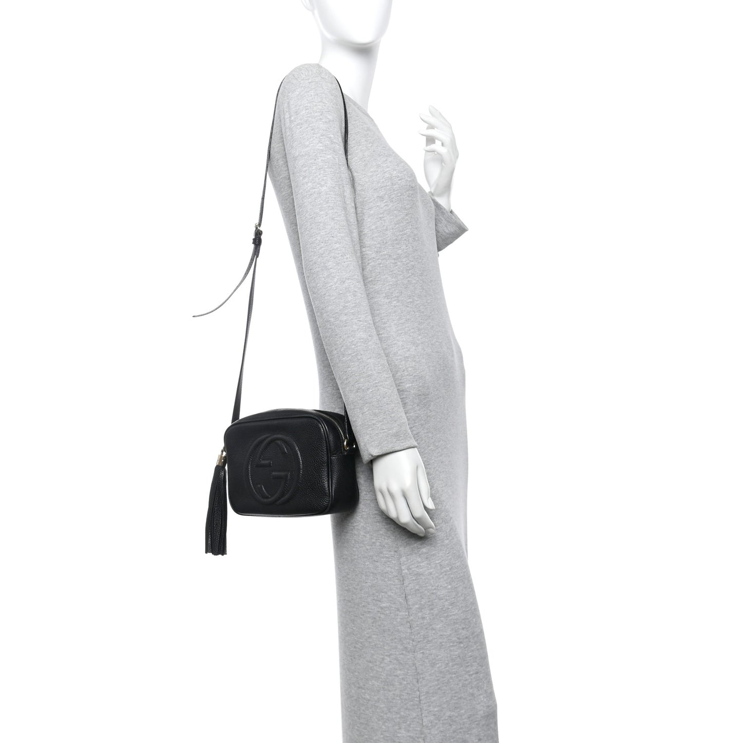 Pebbled Calfskin Small Soho Disco Bag Black